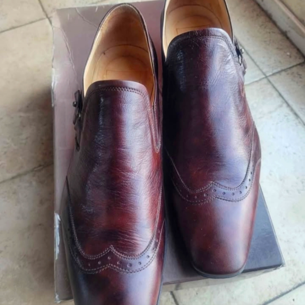Elegant Brown Authentic Italian Leather Men's Shoes